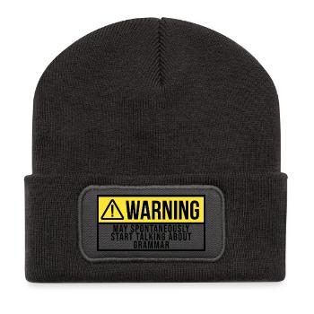 May Spontaneously Start Talking About Grammar - Recycled Patch Beanie - dark grey - Front