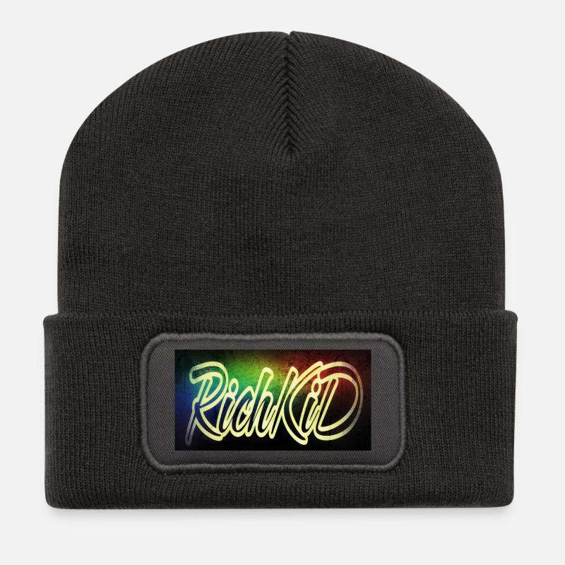 Just a rich Kid - Recycelte Patch Beanie - Dunkelgrau