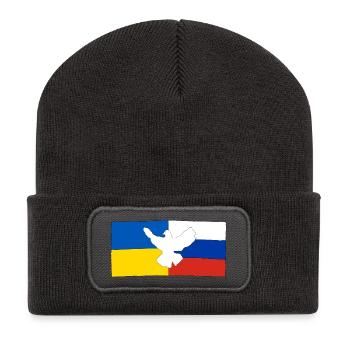 Peace for Ukraine and Russia - Recycled Patch Beanie - dark grey - Front