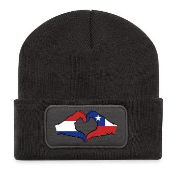 Holland Chile Flagge Hände Herzform - Recycelte Patch Beanie - Dunkelgrau - Vorne