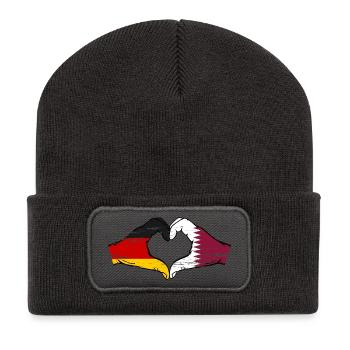 Germany Qatar flag hands heart shape used - Recycled Patch Beanie - dark grey - Front
