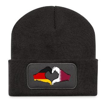 Germany Qatar Flag Hands Heart Shape - Recycled Patch Beanie - dark grey - Front