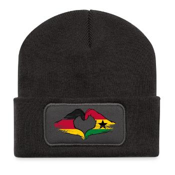 Germany Ghana Flag Hands Heart Shape Used - Recycled Patch Beanie - dark grey - Front