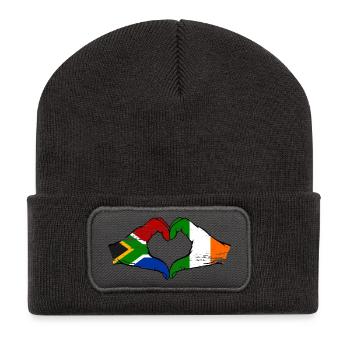 Afrique du Sud Drapeau Irlande mains forme de cœur utilisé - Beanie recyclé à patch - charbon - Devant
