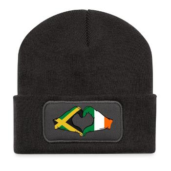 Jamaika Irland Hände Herzform - Recycelte Patch Beanie - Dunkelgrau - Vorne