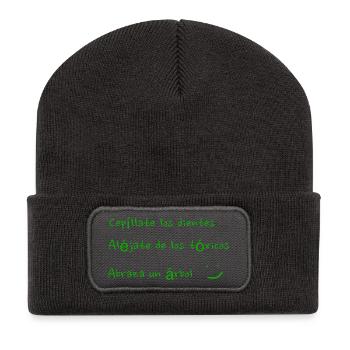 Citations pour les amoureux de la nature et de l’humour. - Beanie recyclé à patch - charbon - Devant