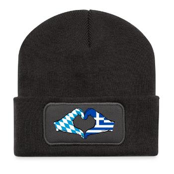 Bavière, Grèce, Drapeau, Aiguilles, Coeur - Beanie recyclé à patch - charbon - Devant