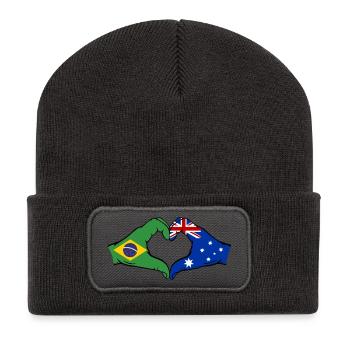 Brazil Australia Hands Heart Shape - Recycled Patch Beanie - dark grey - Front