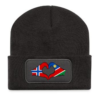 Norwegen_Namibia_Flagge_Hände_Herzform - Recycled Patch Beanie - dark grey - Front