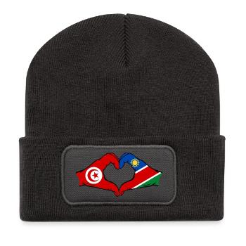 Tunisia Namibia Flag Hands Heart Shape Used - Recycled Patch Beanie - dark grey - Front