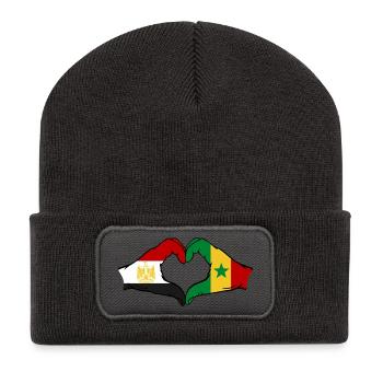 Cœur de l’Égypte et du Sénégal Drapeaux - Beanie recyclé à patch - charbon - Devant