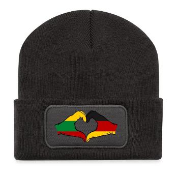 Lithuania Germany Flag Hands Heart Shape - Recycled Patch Beanie - dark grey - Front