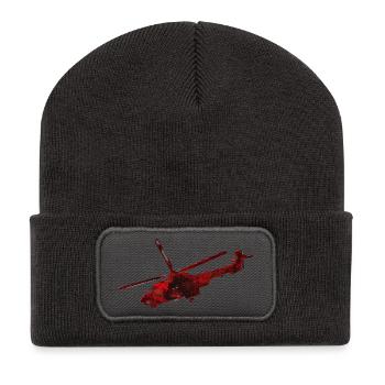 Hubschrauber Heli - Recycelte Patch Beanie - Dunkelgrau - Vorne