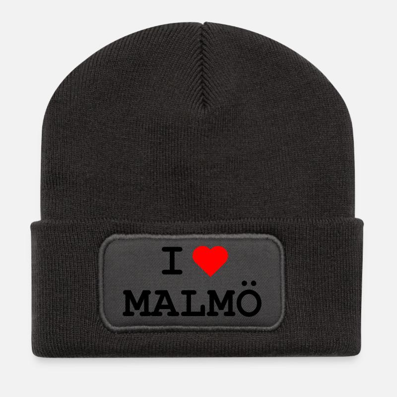 I love Malmö - Recycelte Patch Beanie - Dunkelgrau