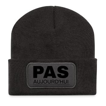 Heute nicht - Recycelte Patch Beanie - Dunkelgrau - Vorne