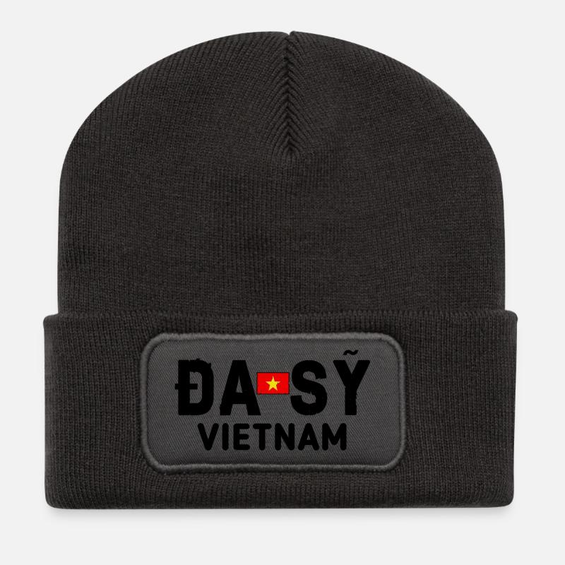 da sy Schmiedetradition hanoi - Recycelte Patch Beanie - Dunkelgrau