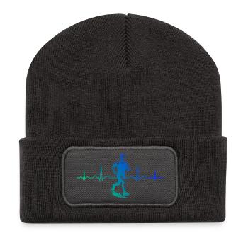 Design vintage de course pour la course - Beanie recyclé à patch - charbon - Devant