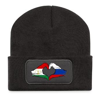 Tajikistan Russia Flag Hands Heart Shape Used - Recycled Patch Beanie - dark grey - Front