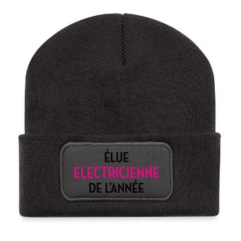 Élue Électricienne de l'Année : La Reine des Watts - Beanie recyclé à patch - charbon - Devant