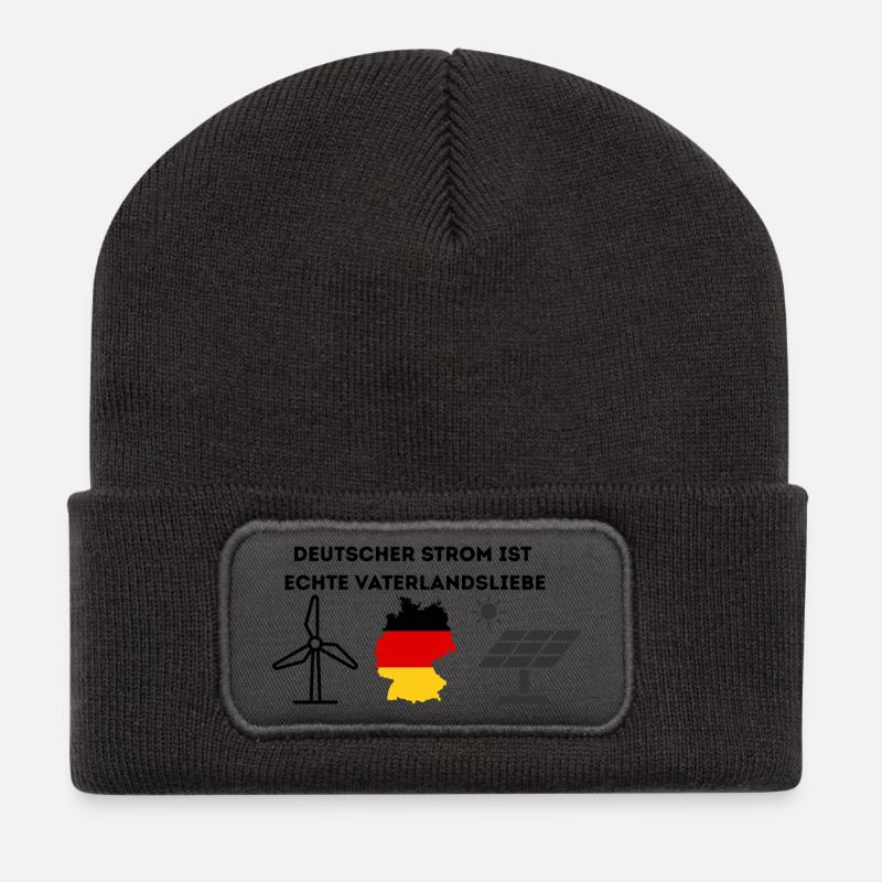Deutscher Strom Vaterlandsliebe - Recycelte Patch Beanie - Dunkelgrau