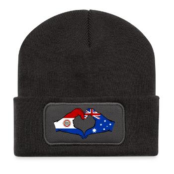 Paraguay Australien Flagge Herz - Recycelte Patch Beanie - Dunkelgrau - Vorne