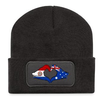 Paraguay Australien Flagge Herz used - Recycelte Patch Beanie - Dunkelgrau - Vorne