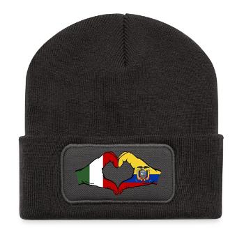 Cœur du drapeau de l’Italie de l’Équateur - Beanie recyclé à patch - charbon - Devant