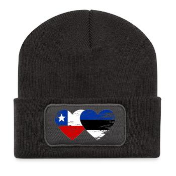 Chile_Litauen_Flagge_Herz_used - Recycled Patch Beanie - dark grey - Front