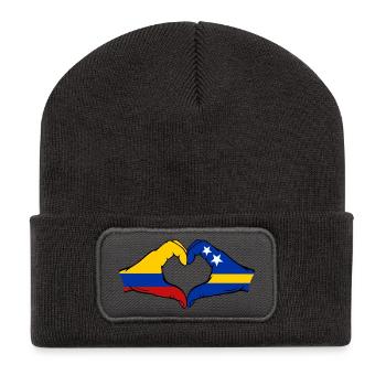 Colombia Curacao Flag Hands Heart Shape - Recycled Patch Beanie - dark grey - Front