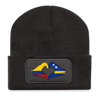 Kolumbien Curacao Flagge Hände Herzform used - Recycelte Patch Beanie - Dunkelgrau - Vorne