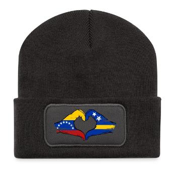 Venezuela Curacao flag hands heart shape used - Recycled Patch Beanie - dark grey - Front