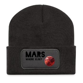 Mars où d’autre : conception de planètes rouges - Beanie recyclé à patch - charbon - Devant
