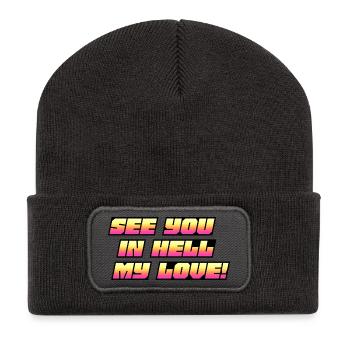 On se voit en enfer Mon amour Texte néon - Beanie recyclé à patch - charbon - Devant