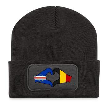 Drapeau du Cap-Vert Belgique Mains en forme de cœur - Beanie recyclé à patch - charbon - Devant