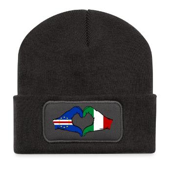 Cape Verde Italy Flag Hands Heart Shape - Recycled Patch Beanie - dark grey - Front