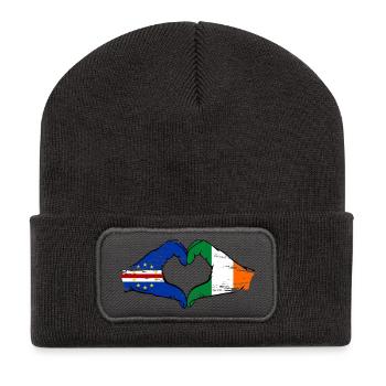 Kap Verde Irland Flagge Hände Herzform used - Recycelte Patch Beanie - Dunkelgrau - Vorne