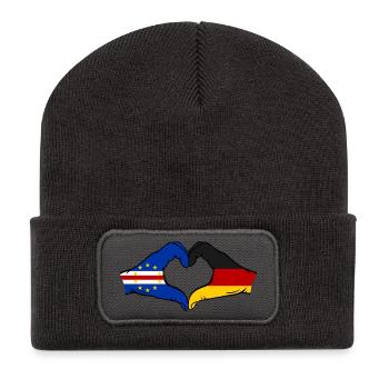 Mains du drapeau allemand du Cap-Vert en forme de cœur utilisées - Beanie recyclé à patch - charbon - Devant