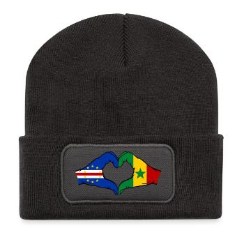 Cape Verde Senegal Flag Hands Heart Shape - Recycled Patch Beanie - dark grey - Front