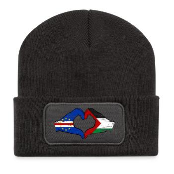 Kap Verde Palaestina Flagge Hände Herzform used - Recycelte Patch Beanie - Dunkelgrau - Vorne