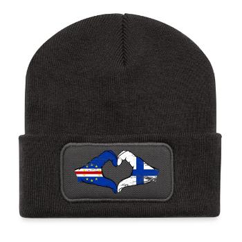 Kap Verde Finnland Flagge Hände Herzform used - Recycelte Patch Beanie - Dunkelgrau - Vorne