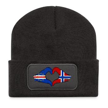 Kap Verde Norwegen Flagge Hände Herzform used - Recycelte Patch Beanie - Dunkelgrau - Vorne