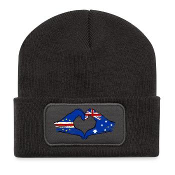 Kap Verde Australien Flagge Hände Herzform used - Recycelte Patch Beanie - Dunkelgrau - Vorne