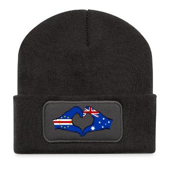 Kap Verde Australien Flagge Hände Herzform - Recycelte Patch Beanie - Dunkelgrau - Vorne