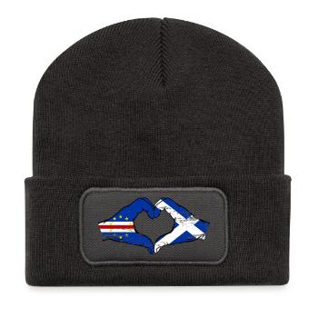 Kap Verde Schottland Flagge Hände Herzform used - Recycelte Patch Beanie - Dunkelgrau - Vorne