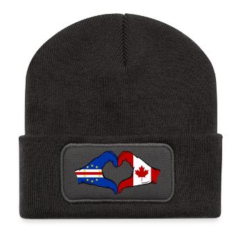 Kap Verde Kanada Flagge Hände Herzform - Recycelte Patch Beanie - Dunkelgrau - Vorne