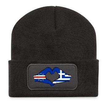 Kap Verde Griechenland Flagge Hände Herzform  - Recycelte Patch Beanie - Dunkelgrau - Vorne
