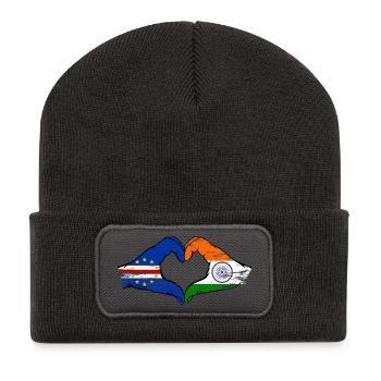 Kap Verde Indien Flagge Hände Herzform used - Recycelte Patch Beanie - Dunkelgrau - Vorne