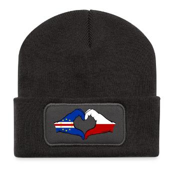 Cape Verde Poland Flag Hands Heart Shape - Recycled Patch Beanie - dark grey - Front