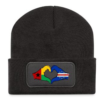 Cape Verde Guinea-Bissau Flag Hands Heart Shape - Recycled Patch Beanie - dark grey - Front