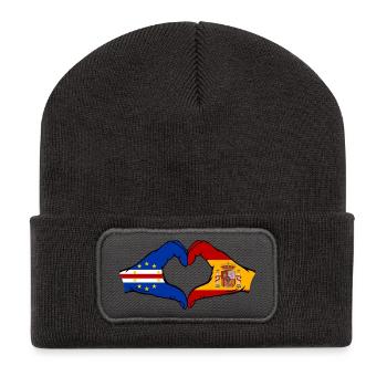 Cape Verde Spain Flag Hands Heart Shape - Recycled Patch Beanie - dark grey - Front